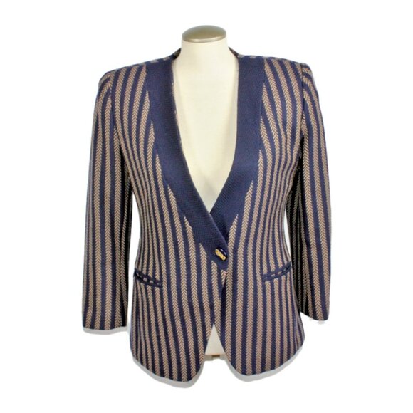 Vintage Womens Wool Blazer Jacket Size 2 Blue One Button Lined Brettons Petites - Picture 1 of 10